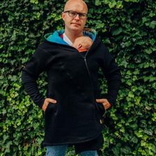 LennyLamb asymetryczna bluza czarna z tęczowym lotosem r. L - bluza do noszenia dziecka w chuście i nosidle - Okrycia wierzchnie ciążowe