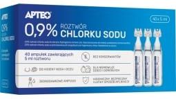 0,9% roztwór chlorku sodu APTEO 40 ampułek po 5 ml - zdjęcie 1 0,9% roztwór chlorku sodu APTEO 40 ampułek po 5 ml