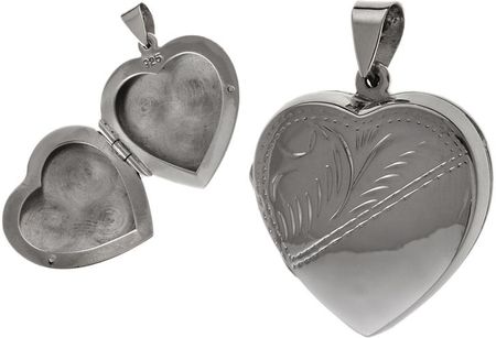 Valerio Elegancki otwierany srebrny wisior sekretnik puzderko serce serduszko grawerowany wzór srebro 925 (W0405)
