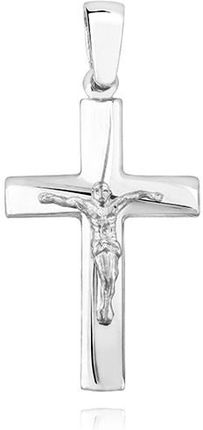 Valerio Elegancki srebrny klasyczny gładki matowy krzyżyk krzyż z wizerunkiem Chrystusa srebro 925 (CR31WP)