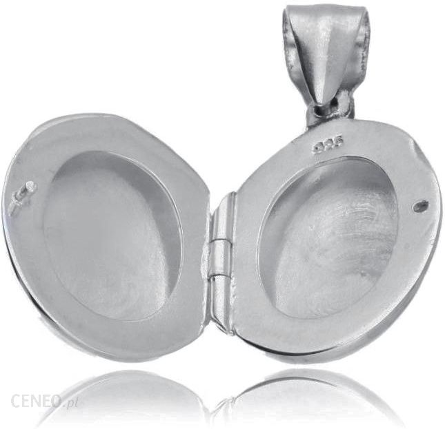 Valerio Elegancki owalny otwierany srebrny wisior sekretnik z grawerowanym wzorem srebro 925 (ALP199)