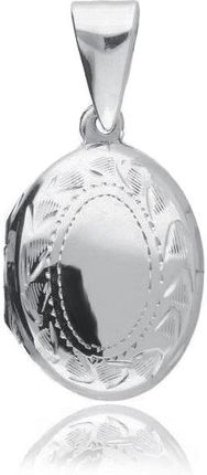 Valerio Elegancki owalny otwierany srebrny wisior sekretnik z grawerowanym wzorem srebro 925 (ALP202)
