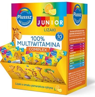 Polski Lek Plusssz Lizaki Junior 100% Multiwitamina Complex o smaku pomarańczowo cytrynowym, 1 szt.