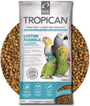Hagen Hari Tropican Parrot Lifetime Granules Zbilansowany Pokarm Premium Do Codziennego Karmienia Dla Dużych Papug (Amazonek, Żako, Kakadu, Konury,A