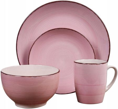 Eh Excellent Houseware Zestaw Obiadowy Dla 4 Osób Ceramika Kolor Różowy