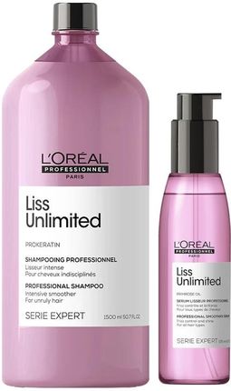L'Oréal Professionnel Loreal Liss Unlimited Zestaw wygładzający do włosów: szampon 1500ml + serum wygładzające 125ml