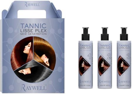 RAYWELL TANNIC LISSE PLEX zestaw do keratynowego prostowania włosów, 3x150ML