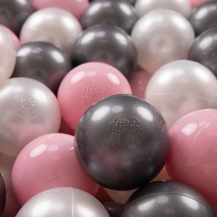 Kiddymoon Plastikowe piłeczki 7cm Zabawka zestaw kulek, perła-pudrowy róż-srebrny