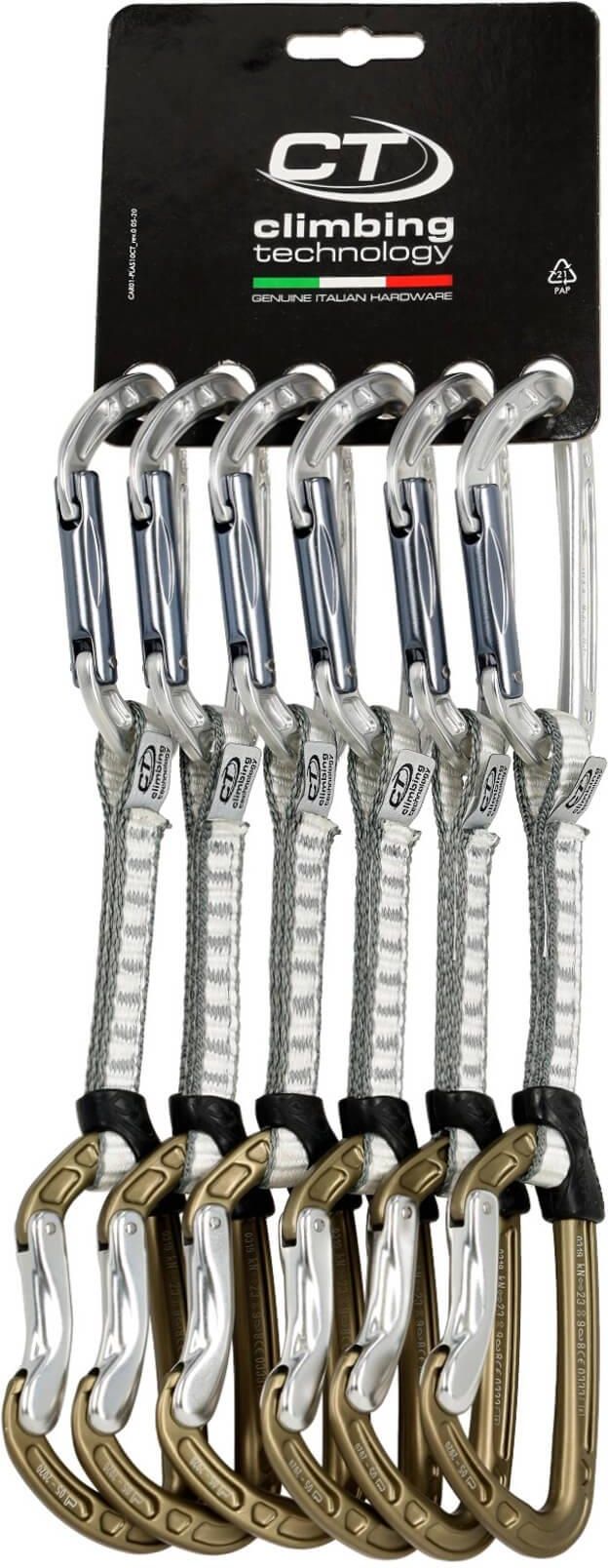 Climbing Technology Aerial PRO Set DY HC - Lot De 6 Renvois Légers Pour Escalade - Mousquetons Forgés, Sangle Dyneema 11 Mm