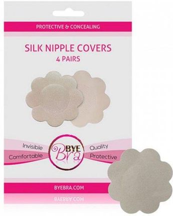 Osłonki materiałowe - Bye Bra Silk Nipple Covers Nude 4 Pairs