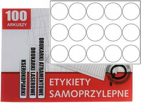 Matias Arkusze A4 Etykiety Czyste Połysk Okrągłe Fi57/100