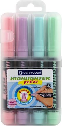 Centropen Pastelowe Zakreślacze Highlighter Flexi Soft 8542 Mix 4 Kolory