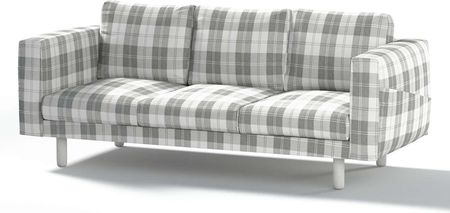Dekoria.pl Pokrowiec na sofę Norsborg 3-osobową, krata szaro-biała, 213 x 88 x 85 cm, Edinburgh