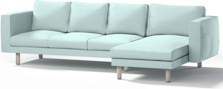Dekoria.pl Pokrowiec na sofę Norsborg 4-osobową z szezlongiem, pastelowy błękit, 291 x 88/157 x 85 cm, Cotton Panama