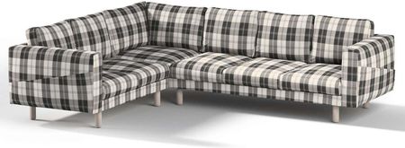 Dekoria.pl Pokrowiec na sofę narożną Norsborg 5-osobową, krata czarno-biała, 213/291 x 88 x 85 cm, Edinburgh