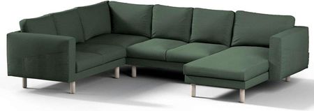 Dekoria.pl Pokrowiec na sofę narożną Norsborg 5-osobową z szezlongiem, Forest Green (zielony), 231/291 x 88/157 x 85 cm, Cotton Panama