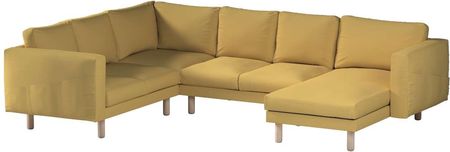 Dekoria.pl Pokrowiec na sofę narożną Norsborg 5-osobową z szezlongiem, zgaszony żółty, 231/291 x 88/157 x 85 cm, Cotton Panama