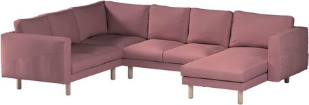 Dekoria.pl Pokrowiec na sofę narożną Norsborg 5-osobową z szezlongiem, zgaszony róż, 231/291 x 88/157 x 85 cm, Cotton Panama