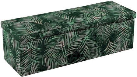 Dekoria.pl Skrzynia tapicerowana, zielony w liście, 90 × 40 × 40 cm, Velvet