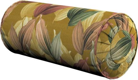 Dekoria.pl Poduszka wałek z zakładkami, kolorowe liście na musztardowym tle, Ø20 × 50 cm, Abigail