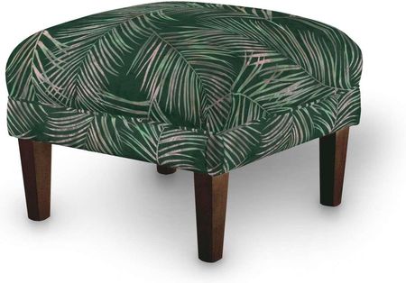 Dekoria.pl Podnóżek do fotela, zielony w liście, 56 × 56 × 40 cm, Velvet