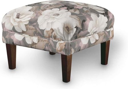 Dekoria.pl Podnóżek do fotela, kremowe i różowe kwiaty na szarym tle , 56 × 56 × 40 cm, Gardenia