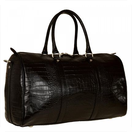 Vezze Włoska Skórzana Torba Podróżna Czarna Xxl Unisex 118