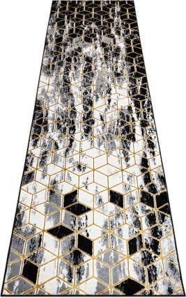 Dywany Łuszczów Chodnik Gloss Nowoczesny 409A 82 Sześcian Stylowy Glamour Art Deco Czarny/Szary/Złoty 70x200cm