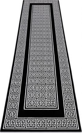 Dywany Łuszczów Chodnik Gloss Nowoczesny 6776 85 Stylowy Ramka Grecki Czarny/Kość Słoniowa 80x300cm