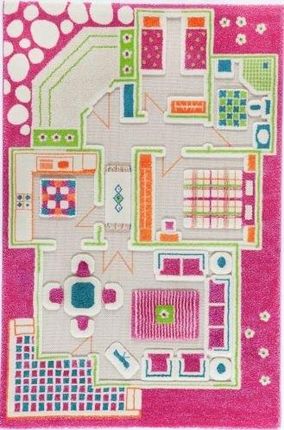 Ivi Carpets Domek Dla Lalek Różowy Dywan Dla Dzieci 3D 80X150cm . Ivi Carpets 