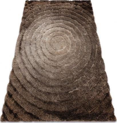 Dywany Łuszczów Dywan Shaggy Flim 008-B7 Nowoczesny Koła Kręgi Strukturalny Brązowy 120x160cm
