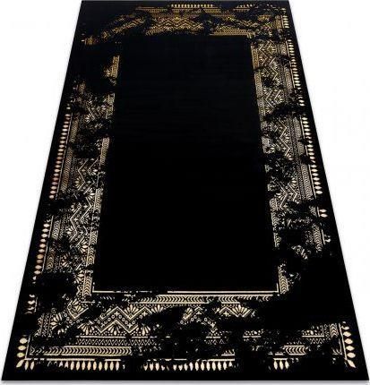 Dywany Łuszczów Dywan Gloss Nowoczesny 408C 86 Ramka Stylowy Glamour Art Deco Czarny/Złoty 200x290cm