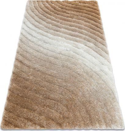 Dywany Łuszczów Dywan Shaggy Flim 006-B5 Nowoczesny Fale Strukturalny Beż 160x220cm