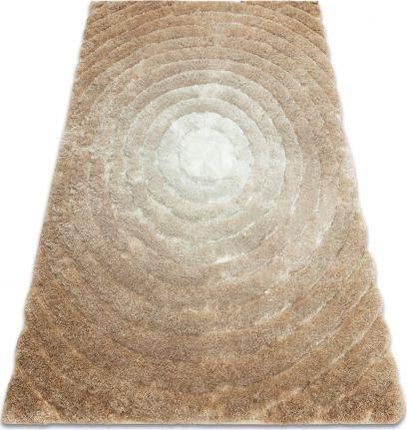 Dywany Łuszczów Dywan Shaggy Flim 008-B1 Nowoczesny Koła Kręgi Strukturalny Beż 80x150cm