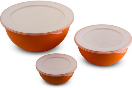 Omada Miski Kuchenne Plastikowe Z Pokrywkami Sanaliving Pomarańczowe 3Szt. (Oms2060Vl)