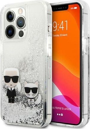 Karl Lagerfeld Etui KLHCP13LGKCS Apple iPhone 13 Pro srebrny/silver hardcase Liquid Glitter Karl&Choupette