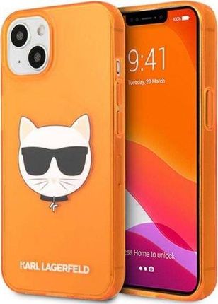 Karl Lagerfeld Etui KLHCP13SCHTRO Apple iPhone 13 mini pomarańczowy/orange hardcase Glitter Choupette Fluo