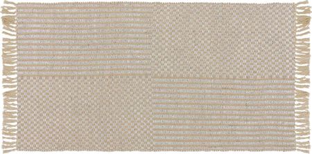 Beliani Ręcznie tkany dywan jutowy bawełniany beżowy 80 x 150 cm boho frędzle Adabag
