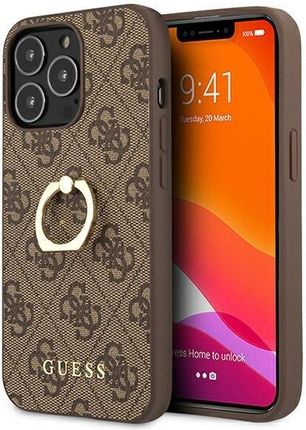 Guess GUHCP13L4GMRBR iPhone 13 Pro / 6,1" brązowy/brown hardcase 4G with ring stand