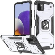 Wozinsky Ring Armor pancerne hybrydowe etui pokrowiec + magnetyczny uchwyt Samsung Galaxy A22 4G srebrny - zdjęcie 1