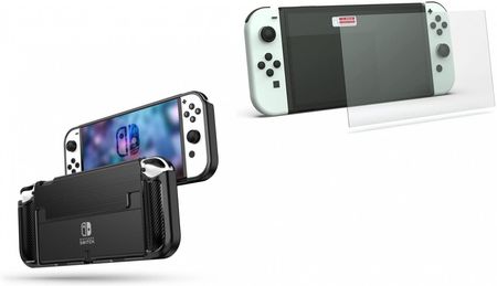 Etui Tpucarbon Black + Szkło Hartowane do Nintendo Switch Oled