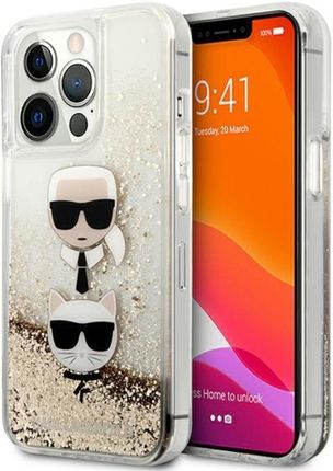 Karl Lagerfeld Liquid Glitter & Choupette Head - Etui iPhone 13 Pro Max (złoty)