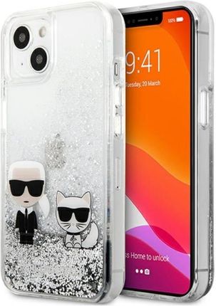 Karl Lagerfeld Liquid Glitter & Choupette - Etui iPhone 13 mini (srebrny)