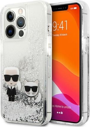 Karl Lagerfeld Liquid Glitter & Choupette - Etui iPhone 13 Pro (srebrny)