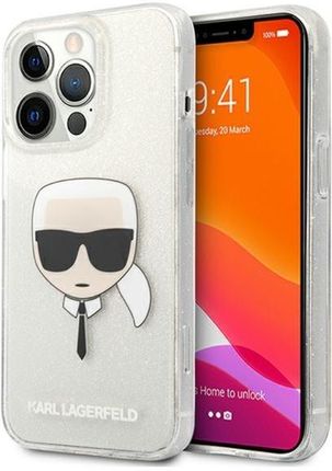Karl Lagerfeld Karl'S Head Glitter - Etui Iphone 13 Pro (Srebrny)