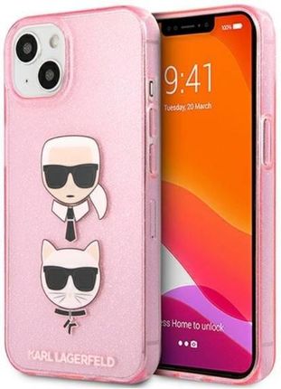 Karl Lagerfeld Glitter & Choupette Head - Etui Iphone 13 Mini (Różowy)