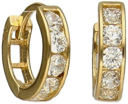 Diament Złote kolczyki dla dziewczynki złote kółka z białą cyrkonią DIAKLC4417585