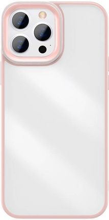 Baseus Crystal Phone Case pancerne etui do iPhone 13 Pro z żelową ramką różowy (ARJT001004)