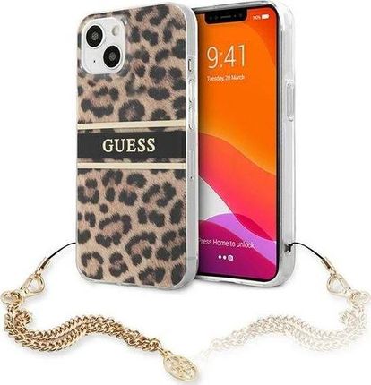 Guess GUHCP13SKBSLEO iPhone 13 mini 5,4&quot; Leopard hardcase Gold Chain
