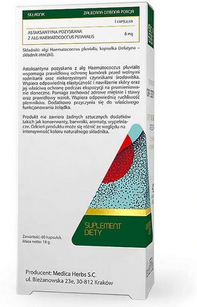 ASTAKSANTYNA 6mg 60kaps. MEDICA HERBS Ochrona Komórek Skóra Wzrok Stawy - zdjęcie 2